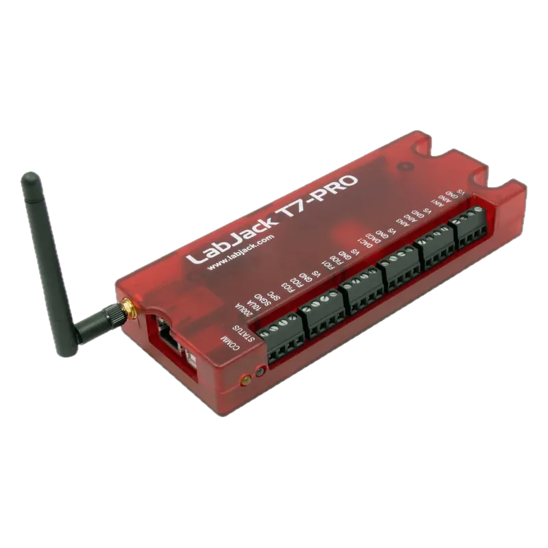 LabJack T7-Pro DAQ (USB / Ethernet / Wi-Fi, 24-bit aux ADC)